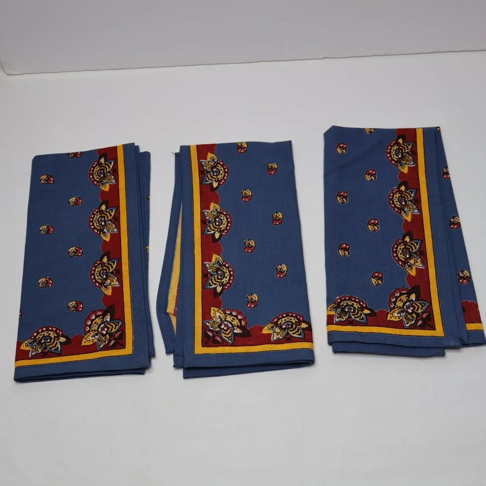 VTG Williams Sonoma Blue Floral Cotton‎ Cloth Napkins 20.5